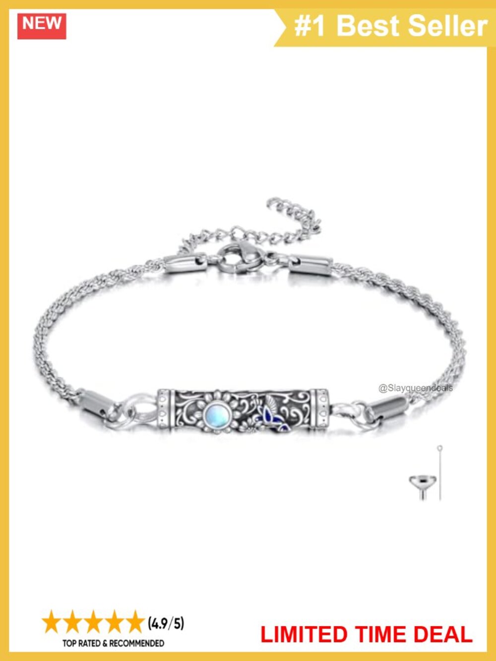 ONEFINITY 925 Sterling Silver Urn Bracelet for Ashes Memorial Keepsake Link